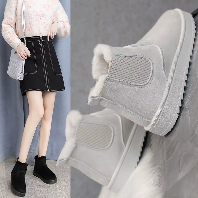 Snow Boots Women 2021 New Thick Velvet Large Size Winter Fashion Warmth One-Step Short Boots Cotton Shoes Women'S Cotton Shoesdr