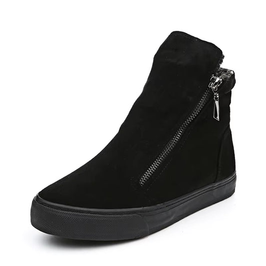 2025 Winter Snow Boots Women Winter Shoes Zip Warm Plush Cold Winter Fashion Flat Cotton Shoes Brand Ankle Botas Black D571
