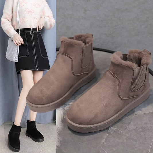 Snow Boots Women 2021 New Thick Velvet Large Size Winter Fashion Warmth One-Step Short Boots Cotton Shoes Women'S Cotton Shoesdr