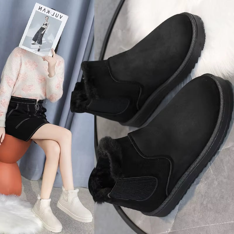 Snow Boots Women 2021 New Thick Velvet Large Size Winter Fashion Warmth One-Step Short Boots Cotton Shoes Women'S Cotton Shoesdr