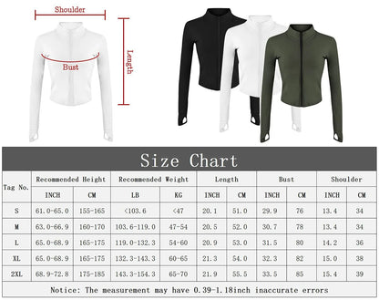 Women'S Tracksuit Jacket Slim Fit Long Sleeved Fitness Coat Yoga Crop Tops with Thumb Holes Gym Jacket Workout Sweatshirts