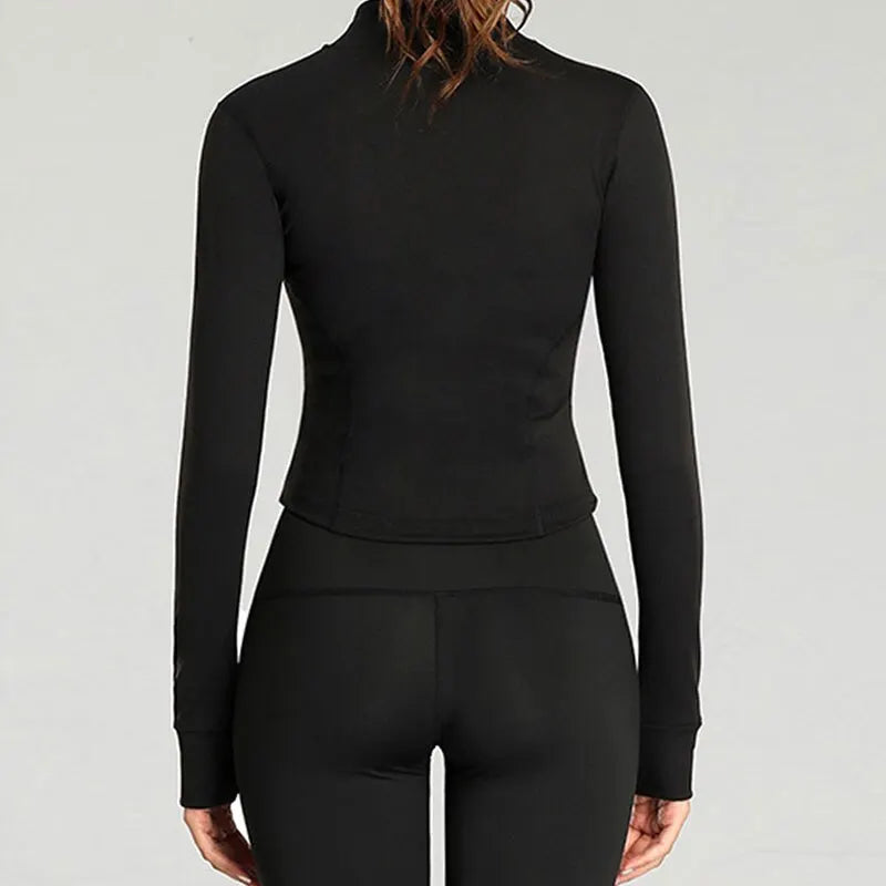 Women'S Tracksuit Jacket Slim Fit Long Sleeved Fitness Coat Yoga Crop Tops with Thumb Holes Gym Jacket Workout Sweatshirts