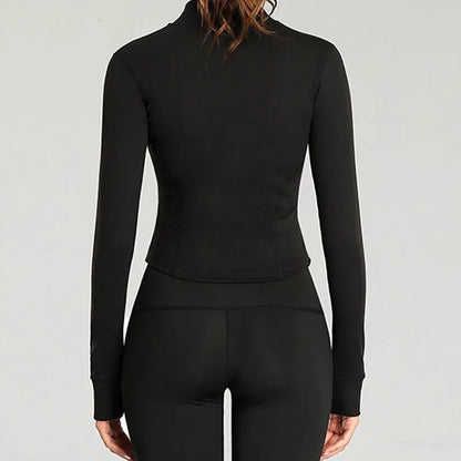 Women'S Tracksuit Jacket Slim Fit Long Sleeved Fitness Coat Yoga Crop Tops with Thumb Holes Gym Jacket Workout Sweatshirts